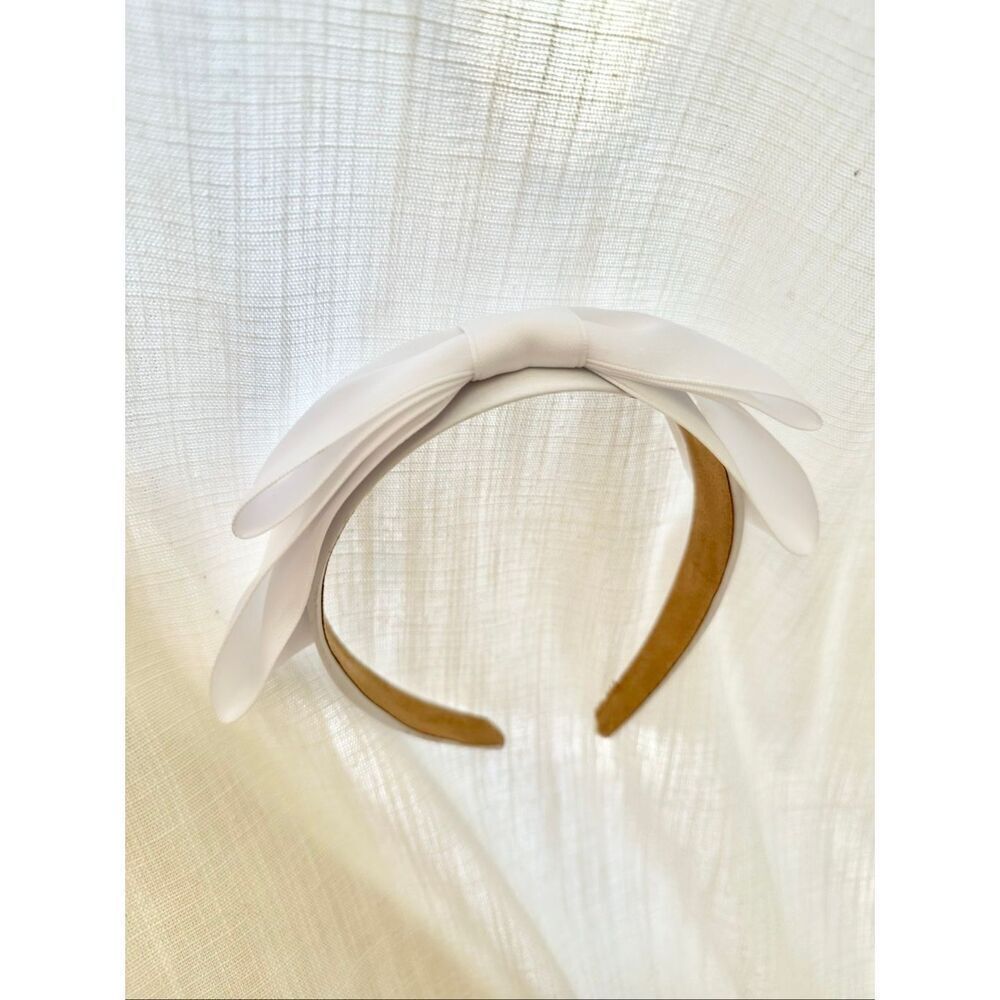 White ribbon hair bow headband